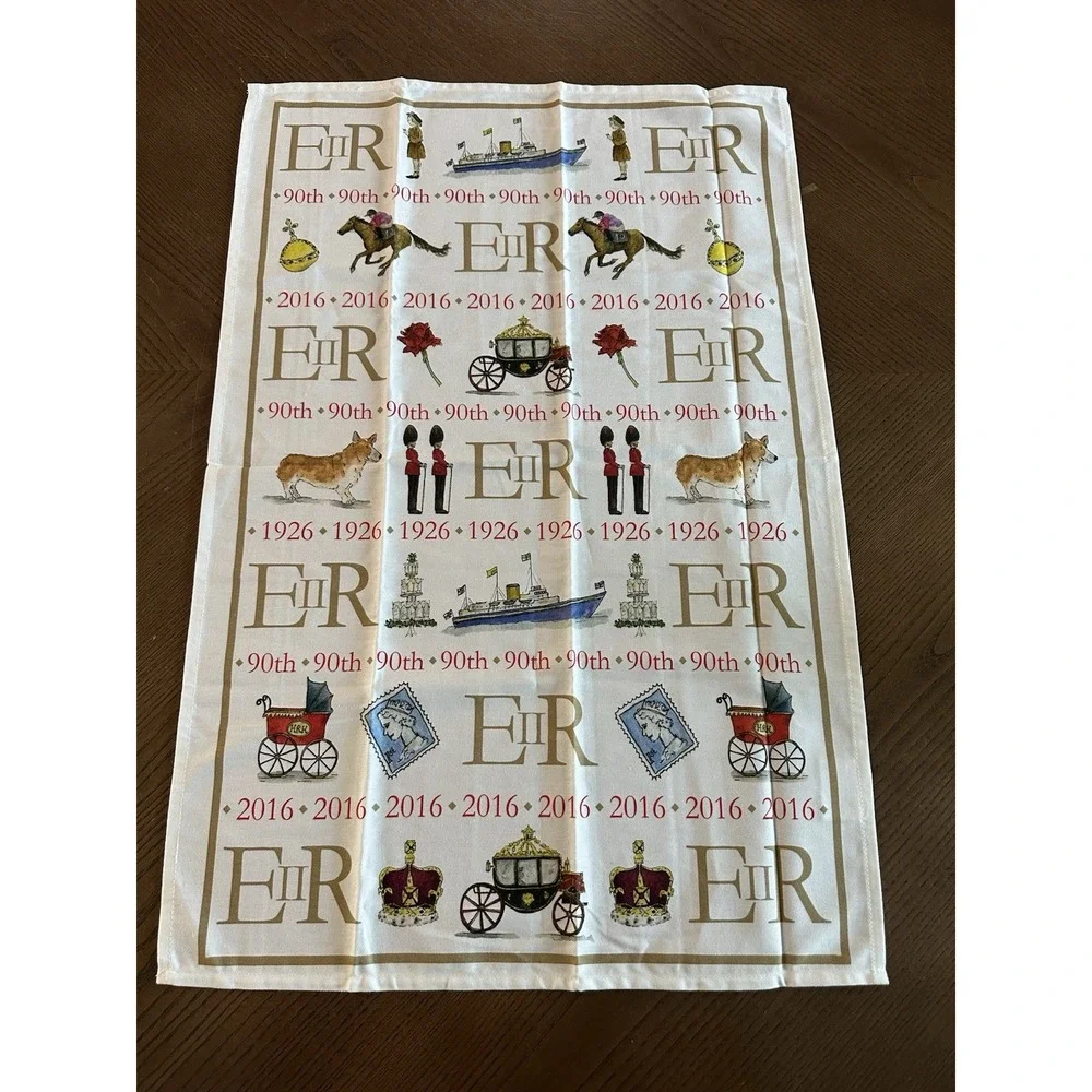 Milly Green Queen Elizabeth II 90th Birthday Royal Cotton‎ England Tea Towel